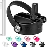 Diumepo Straw Lid for Hydroflask Wide Mouth Water Bottles, Dust Cover Lid with Straw for Hydro Flask 12/16/18/20/32/40 oz Sports Water Bottle, Straws Cap Top Accessories