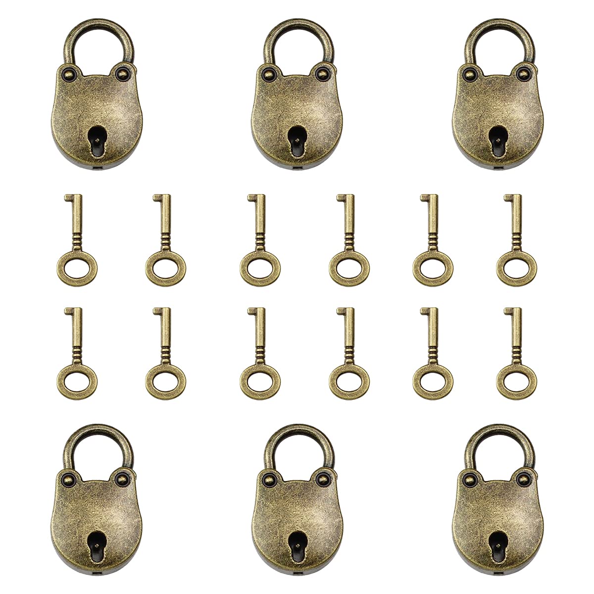 CYIOU 6pcs Mini Padlock Slocker Padlocks with Keys Small Suitcase Locks with 12pcs Key Suitable for Jewelry Box/Luggage/Wooden Box/Door (Bronze)