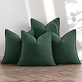 MIULEE Green Linen Pillow Covers Pack of 4 Decorative Natural Solid Throw Pillow Covers Soft Accent Boho Farmhouse Couch Pillowcases Modern Home Decor for Living Room Bed Sofa 18x18 Inch