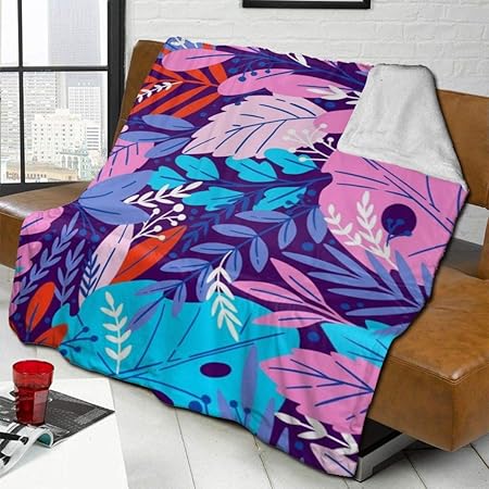 fgjfdjj Manta de plumón de Zorro Plateado de Hoja Tropical Brillante