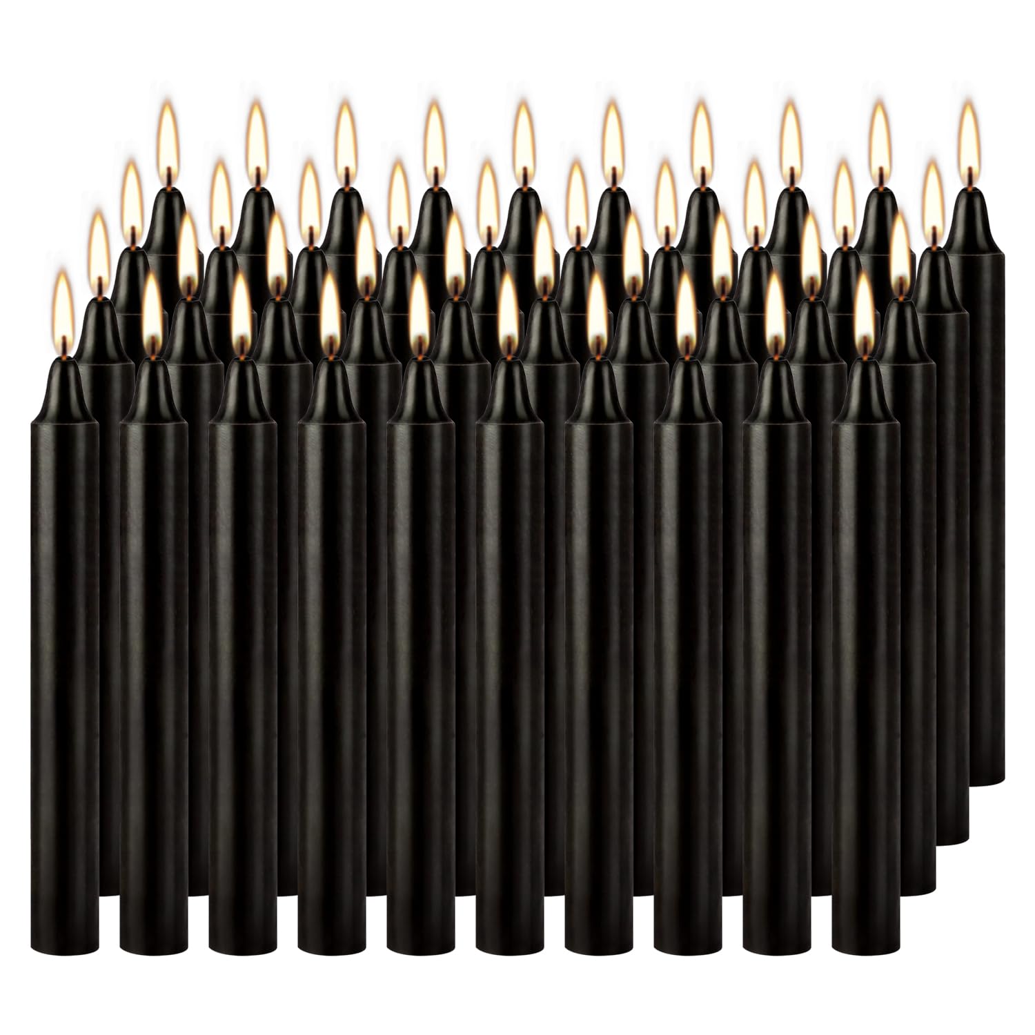 Photo 1 of 4 Inch, 40 Pack, Unscented, Dripless Taper Candles, Black, Smokeless Candles for Holidays, Wedding Ceremonies, Parties, Shabbat, 1.5 Hours