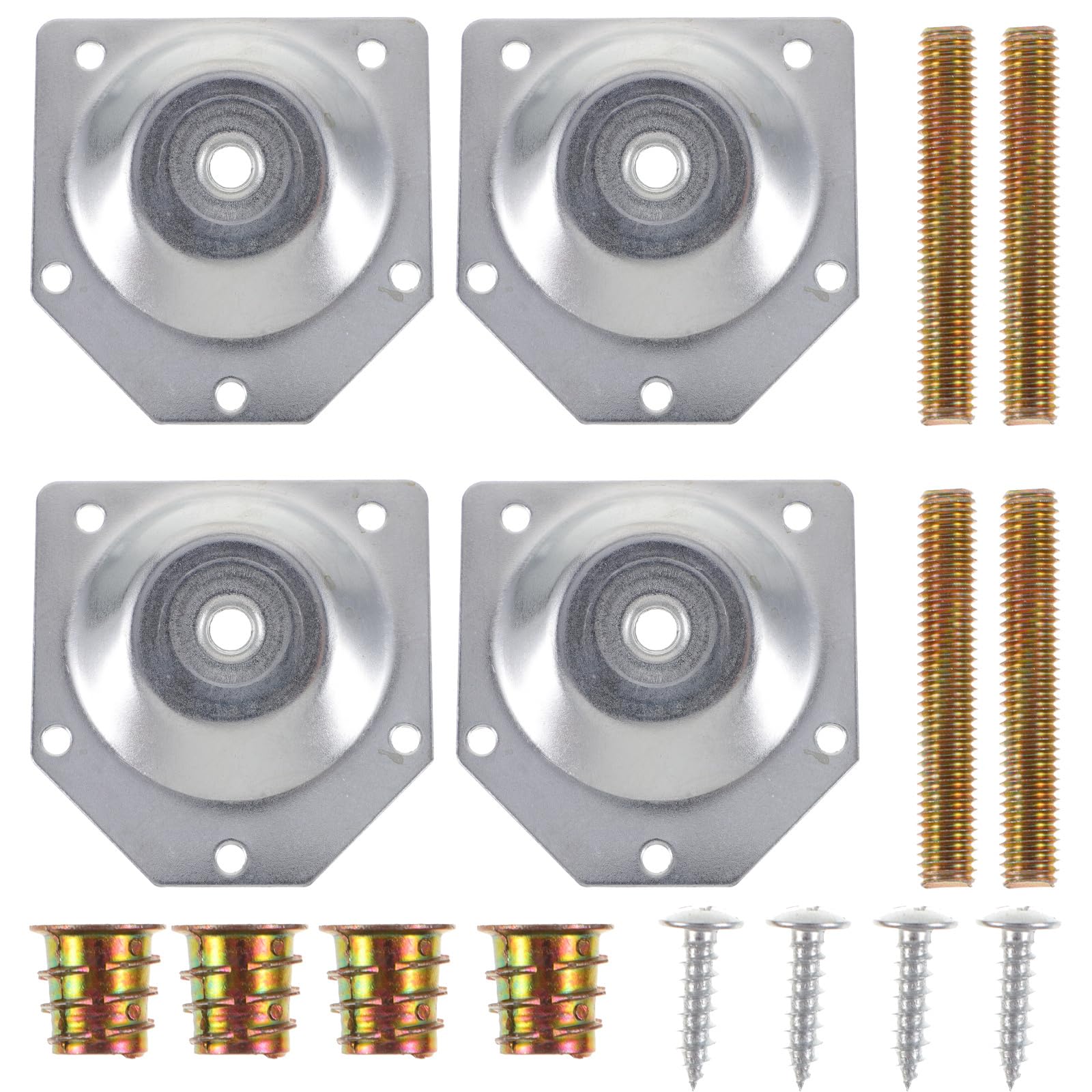 4Pcs Angled Furniture Leg Mounting Plates, (M8) Heavy Duty Furniture Leg Attachment Plates with Hanger Bolts Screws for Sofa Couches Seat