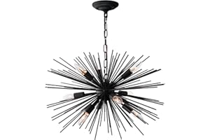 ZIRALIO Modern Black Sputnik Chandelier 9-Light Dining Room Chandelier Light Fixture for Living Room, Bedroom, Kitchen, Entryway, Foyer, 24in 13LB Solid Metal