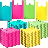 Dunzoom 400 Pcs T Shirt Bags Bulk 12x 20 Inch Plastic Shopping Grocery Carry out Retail Bag with Handles in Bulk for Small Business Supermarket Restaurant Shopping(Bright Color)