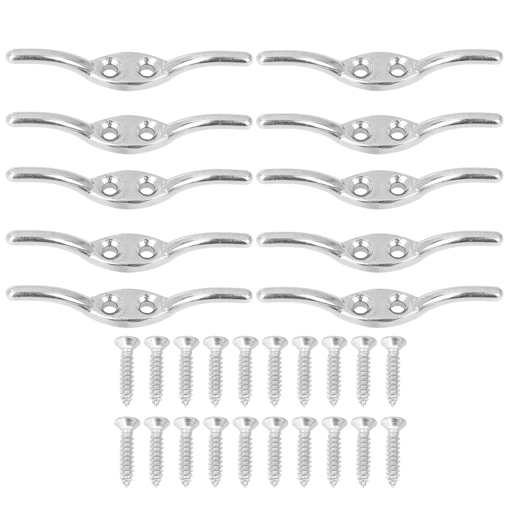 X AUTOHAUX 10 Set Marine 316 Stainless Steel Rope Boat Deck Flagpole Cleat Hook