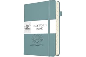DAOFARY Password Book with Alphabetical Tabs - Small Password Keeper Book (5.6 * 4.3 in) with Inner Pocket, Hardcover Password Keeper Notebook for Log Internet Website Information (Blue Haze)