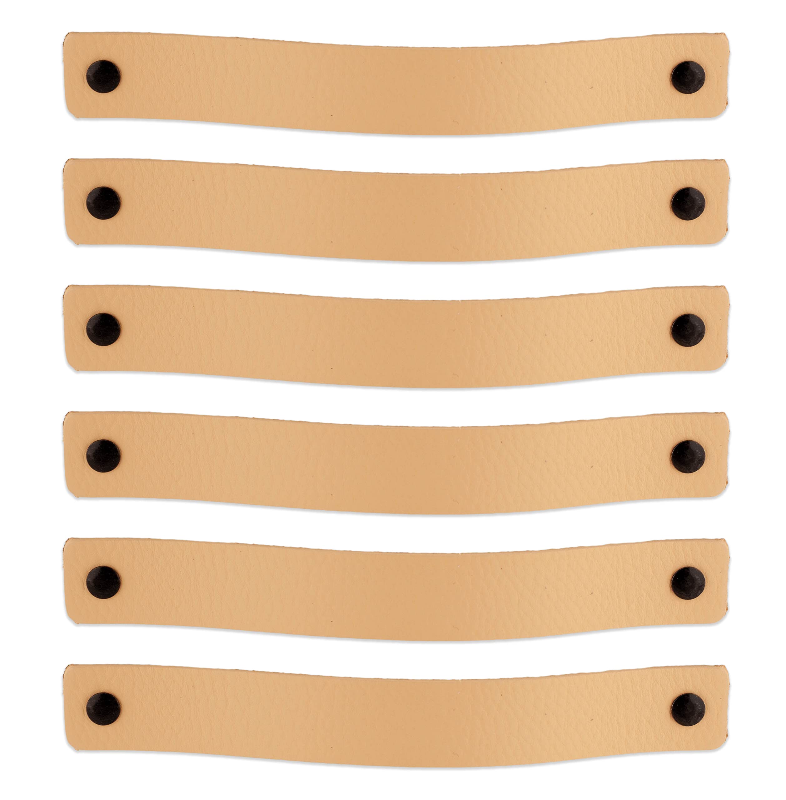 Brute Strength Leather Handles - 6 Pcs - 20 x 2.5 cm - Cabinet & Door Handles - Natural - Industrial Style - Multi-color Screws - Handcrafted
