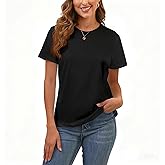 Cotton Basic T Shirts for Women,Crew Neck Short Sleeve Summer Shirts,Solid Loose Fit Tshirt, Plain Workout Tops, Undershirts