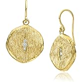 JEAN RACHEL JEWELRY 14K Gold Plated Sterling Silver Dangle Earrings for Women - Coin Drop with 0.16 TCW Cubic Zirconia Vintage Design - Hypoallergenic, Lead & Nickel Free Statement Earrings