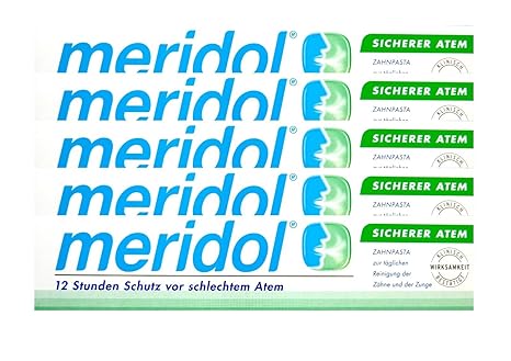 5x meridol SICHERER ATEM Zahnpasta 75ml Zahncreme, Weisse Zähne