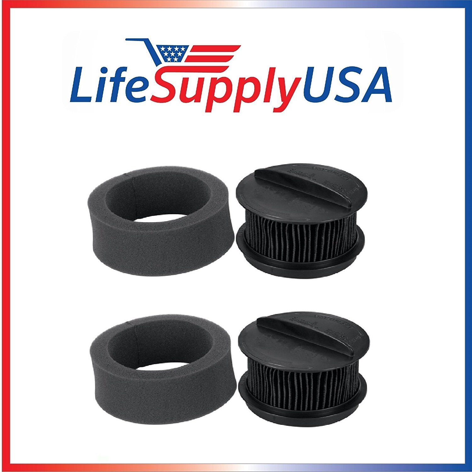 LifeSupplyUSA 2 Pack Filter Set for Bissell 32R9 Circular Upright Vacuum Kit compares to 2031192, 2031183, 2038161, 2031464, 73K1, 69B1