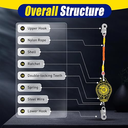 23FT 330LBS Self-Retracting Lifeline Lanyard With Fall Arrest Hook – TFCFL