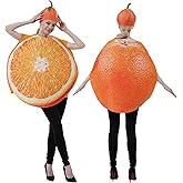 Kuriozud Women Men Halloween Fruit Slice Costume Funny Fruits Vegetable Outfit with Hat for Adult