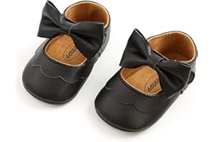 RVROVIC Baby Girls Shoes Soft Sole Mary Jane Flats Princess Dresses Shoes PU Cute Bow Prewalker