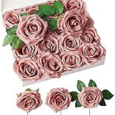 NEVISI Roses Artificial Flowers Artificial Roses Fake Rose Silk Rose Fake Flowers with Stems for DIY Wedding Bouquets Party Tables Centerpieces Floral Arrangements (16, Dusty Rose)