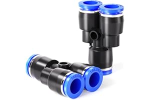 TAILONZ PNEUMATIC Blue Y spliter 3 Ways - 8MM Tube OD Push to Connect Tube Quick Fittings Push Lock PY-8 (Pack of 10)