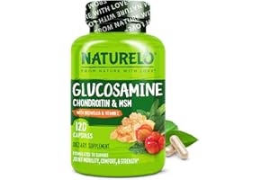 NATURELO Glucosamine Chondroitin MSM with Boswellia and Vitamin C - Supplement for Joint Comfort, Mobility, and Strength - 120 Capsules