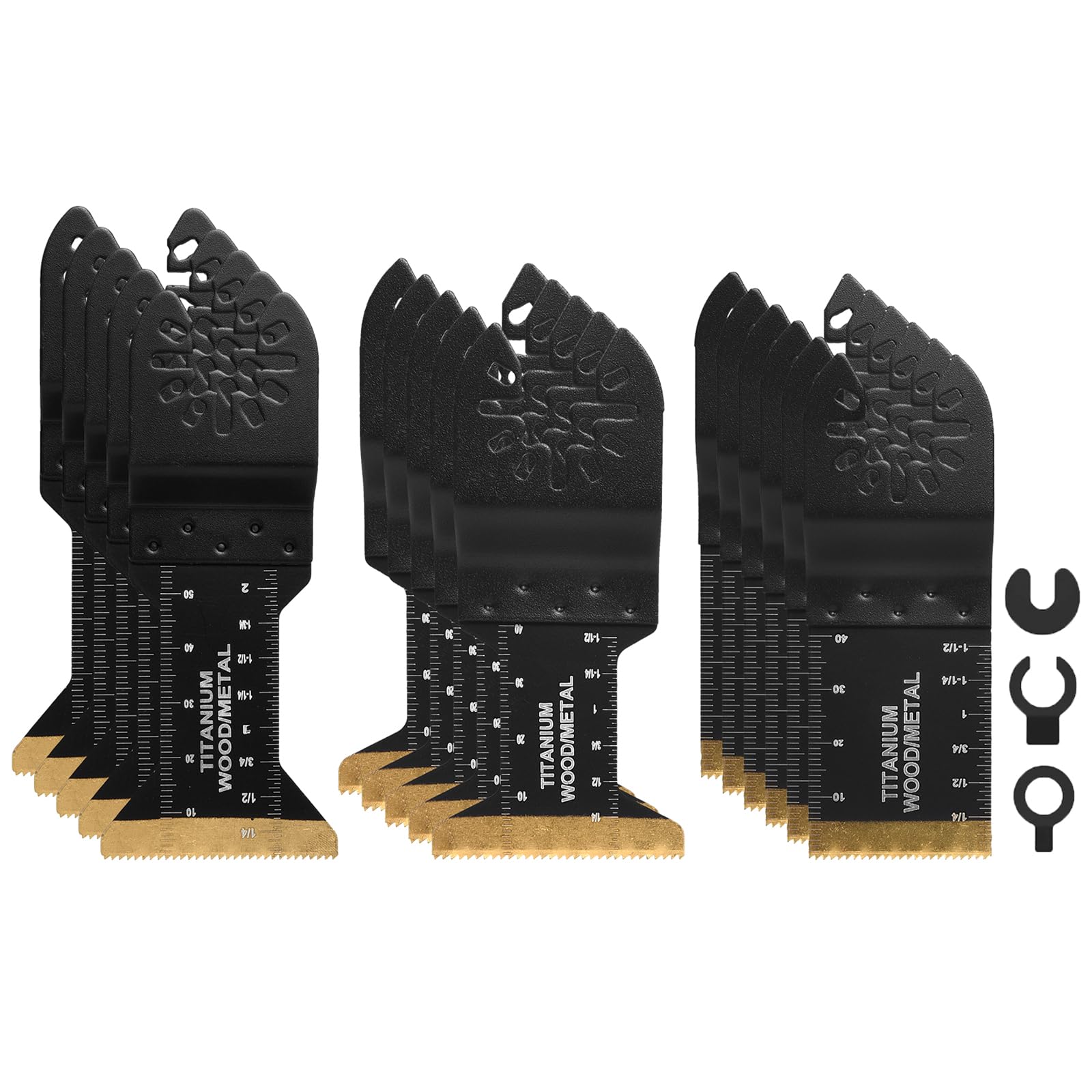 16PCS Oscillating Tool Blades Titanium Multitool Blades Cut Saw Blades Fast Speed Cutting for Wood, Metal, Nails and Hard Material for Dewalt Rockwell Milwaukee Makita Ryobi with 3 Extra Adapters