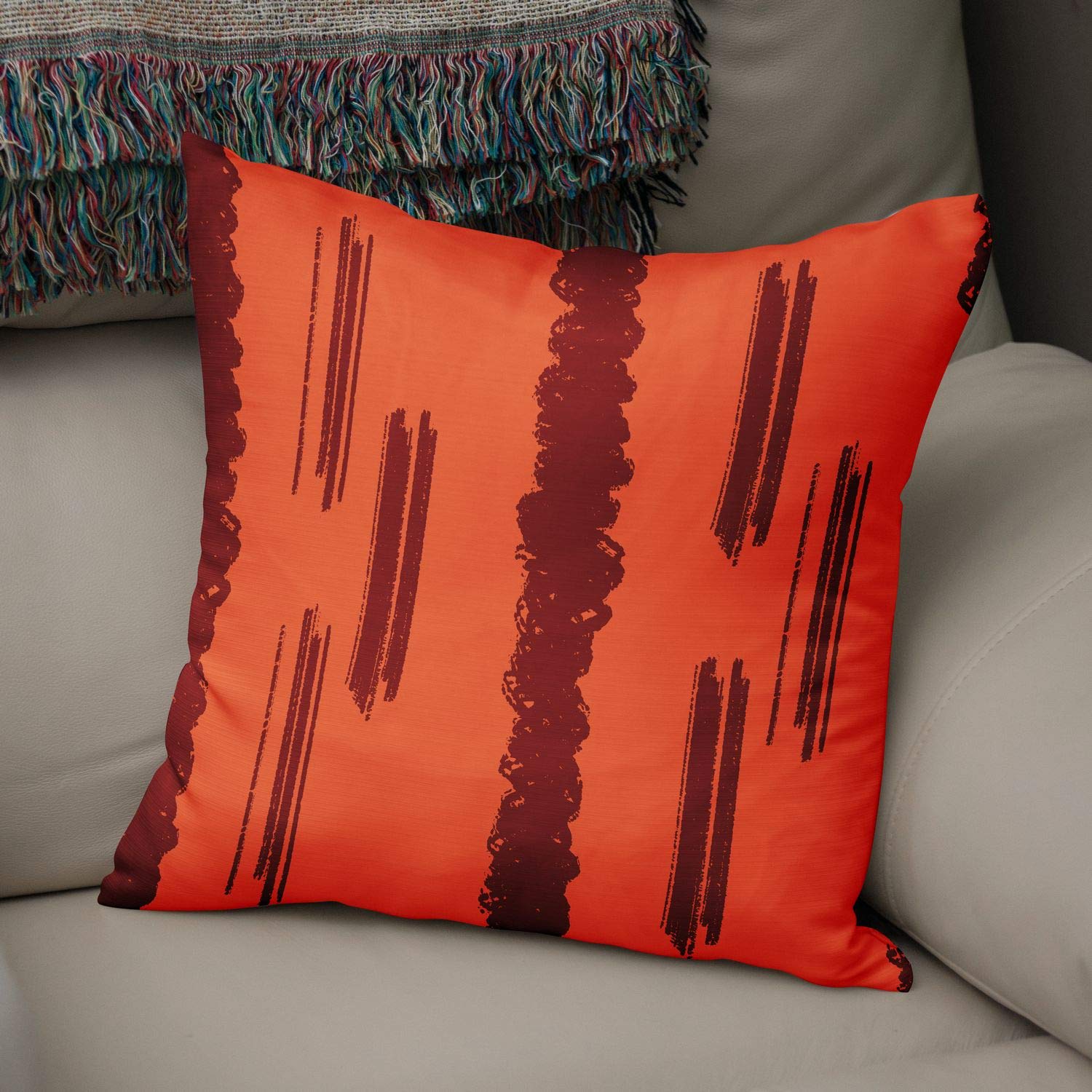 Bonamaison Decorative Cushion Cover Orange & Bordeux, Throw Pillow Covers, Home Decorative Pillowcases for Livingroom, Sofa, Bedroom, Size: 50x50 Cm - Designed and Manufactured in Turkey