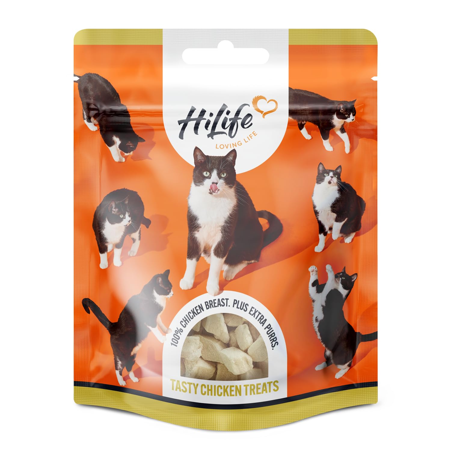 HiLife Chicken Breast Cat Treats, Freeze Dried & Grain Free Chicken Treats for Adult Cats, Made With 100% Natural Ingredients, Suitable for Indoor & Outdoor Cats (8 Bags x 30g)