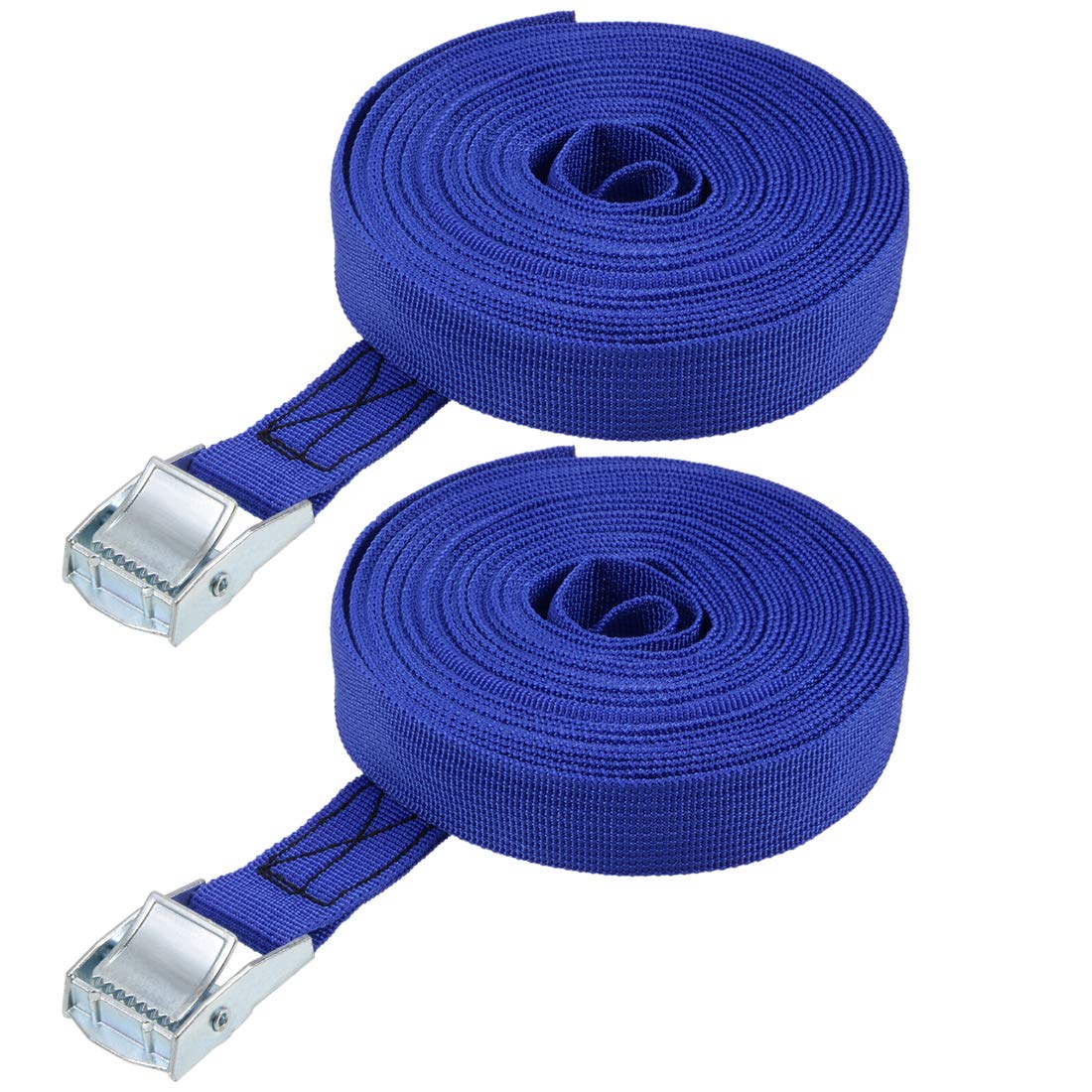 sourcing map Tie Down Strap Cam Buckle Lashing Strap 1" x 26Ft 550lb 250Kg Load Polypropylene for Moving Securing Cargo, Blue, Pack of 2
