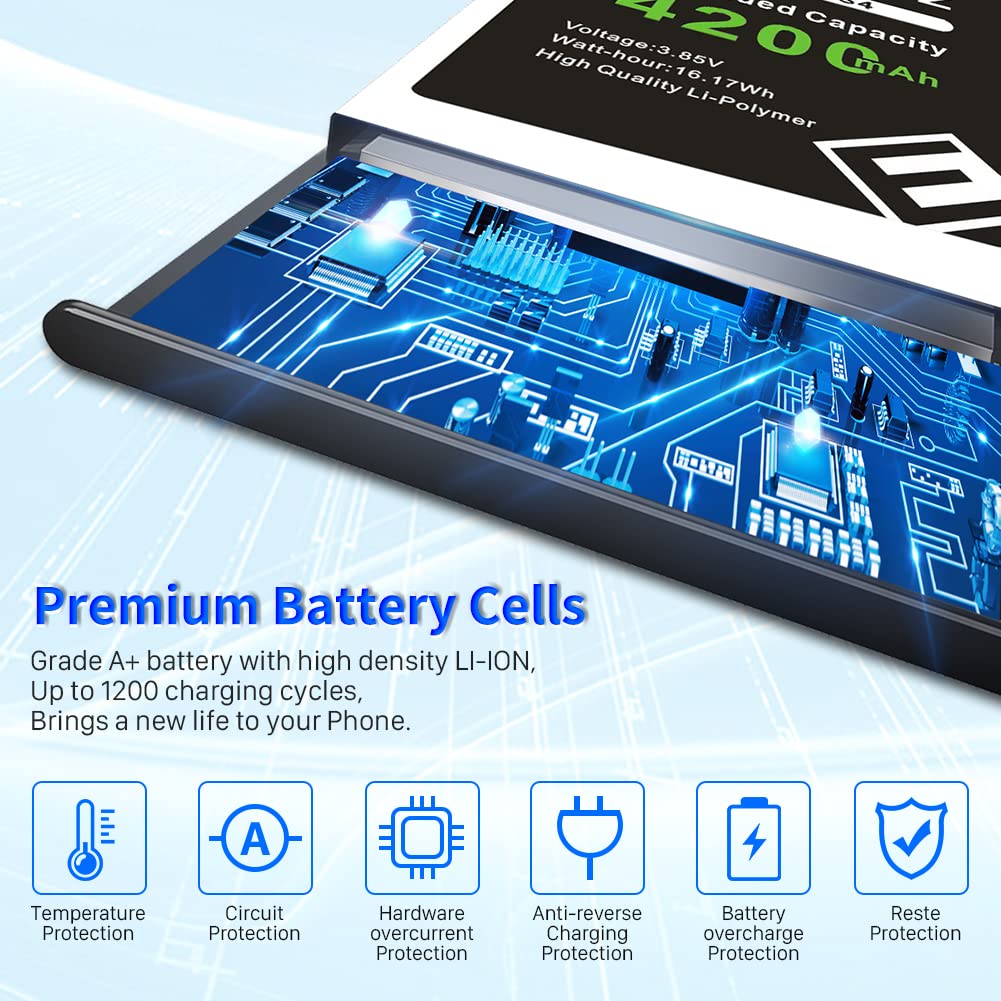 SHENMZ Galaxy S4 Battery,Upgraded 4200mAh Li-ion Replacement Battery for Samsung Galaxy S4 EB-B600BE,AT&T I337,Verizon I545,Sprint L720,T-Mobile M919,R970,I9500,I9505,LTE I9506