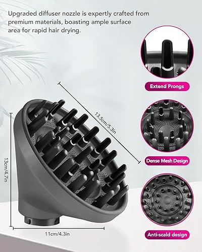 Upgraded Diffuser for Dyson Airwrap Styler, Hair Dryer Diffuser Nozzle  Attachment for Dyson for Airwrap HS01 H