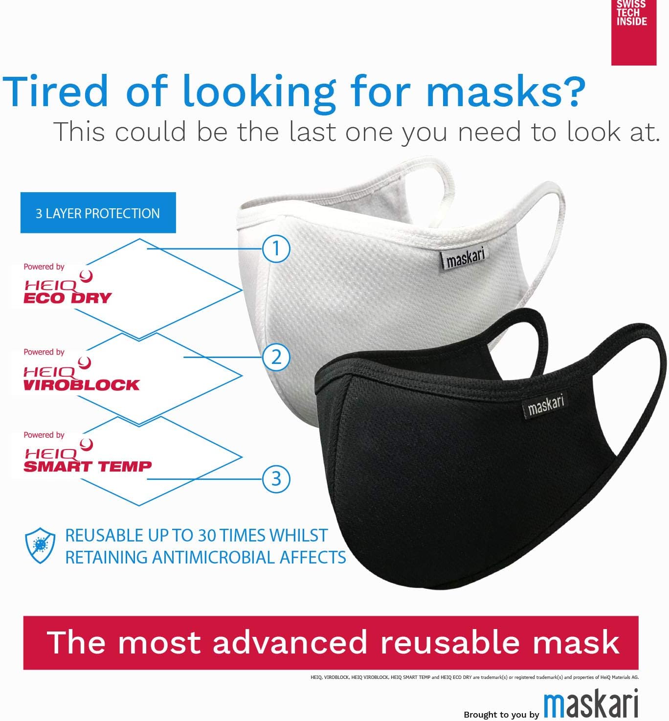Maskari Black Reusable Face Mask, Black (1 Pk, Adv) - Image 4