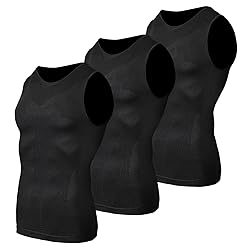 Odoland 3 Pack Men Compression Shirt, Gynecomastia