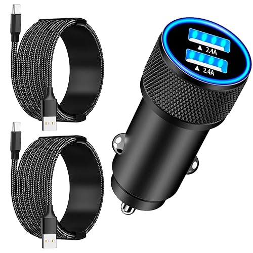 【Apple MFi Certified】iPhone 17 Car Charger Fast Charging, Rombica 4.8A USB Power Cigarette Lighter USB-C Car Charger with 2Pack Tyep-C Braided Cable for iPhone 17 Pro/17 Pro Max/16 Pro/15/Galaxy/Pixel