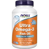 NOW Supplements, Ultra Omega-3, 500 EPA 250 DHA, 180 Fish Gelatin Softgels