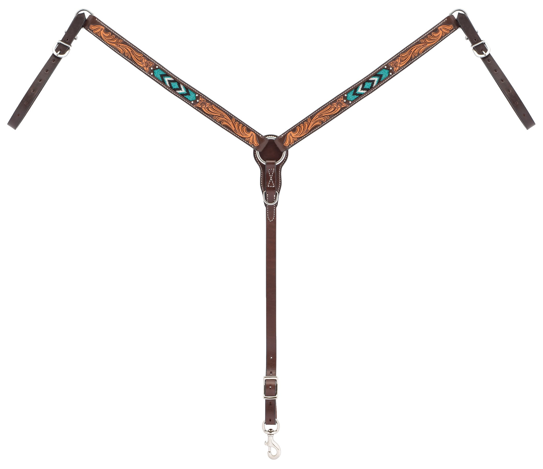 Turquoise Cross Turquoise Beaded Straight Breast Collar Dark Oil, 1.25
