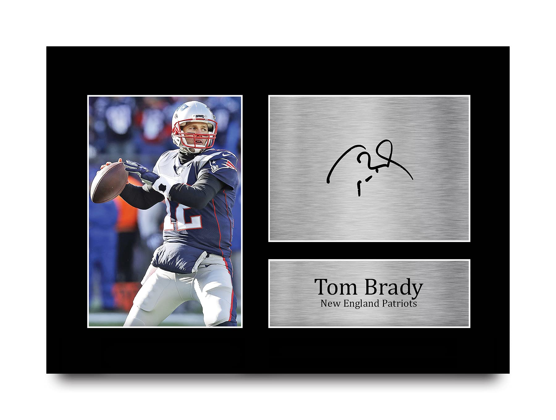 HWC Trading Tom Brady Gifts Printed Signed Autograph Picture for American Rules Football Memorabilia Fans - A4