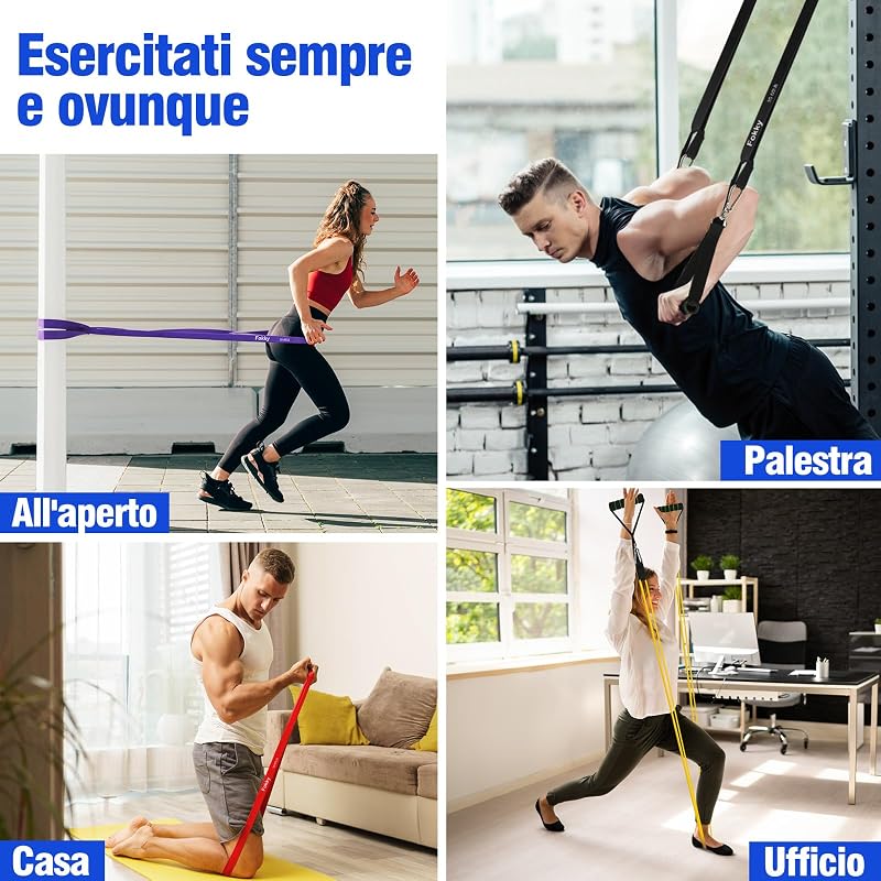 Elastici Fitness di 4 Livelli di Resistenza, 5-85 LBS