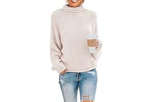 ZESICA Women's 2024 Fall Long Sleeve Turtleneck Casual Loose Chunky Knitted Pullover Sweater Jumper Tops