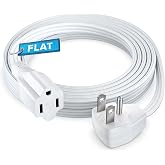 Maximm 10 Ft 14/3 AWG UL Certified Flat Plug Extension Cord, 1-Outlet | 14 Gauge grounded wire, Heavy Duty Flat Wire 3-Prong indoor rated