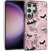 for Samsung Galaxy S25 Ultra Case,Dual-Layer TPU Silicone + PC Hard,Shockproof and Scratch-Resistant Phone Case Halloween Flowers Bat Spider