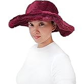 Lina & Lily Oversized Women's Winter Bucket Hat Faux Fur Wide Floppy Brim