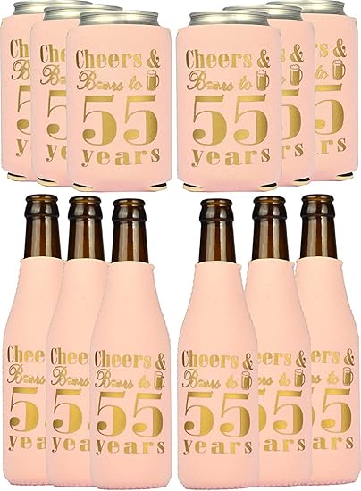 Amazon 女性のための55歳の誕生日ギフト 55歳の誕生日クージー 55歳の誕生日ビールスリーブ 55歳の誕生日デコレーション 55歳の誕生日 パーティー用品 55歳の誕生日記念品 Meant2tobe ホーム キッチン