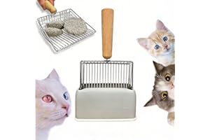Oillase Sprinkle & Sweep Metal Cat Litter Scoop - Heavy Duty Litter Scooper & Speed Sifter with Comfortable Beech Wood Grip -