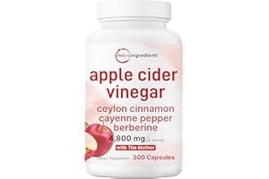 Micro Ingredients Apple Cider Vinegar Capsules | 4,800mg Per Serving, 300 Counts | 4-in-1 ACV Complex with The Mother | Ceylon Cinnamon, Cayenne Pepper & More | Immune, Digestion & Appetite Support