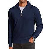 COOFANDY Men's Soft Quarter Zip Pullover Mock Neck Corduroy Sweatshirt | Lightweight 1/4 Zip Pullover Sweater, 3/4 zip, Business Casual men, Long Sleeve, Half Zip Pullover, Old Money Clothes