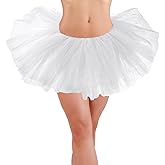 Lanzom Tutus for Women Adult Tutu Skirts Costumes 4 Layered Womens Tutu Skirts for Girls Teens Halloween Ballet(Z-White)