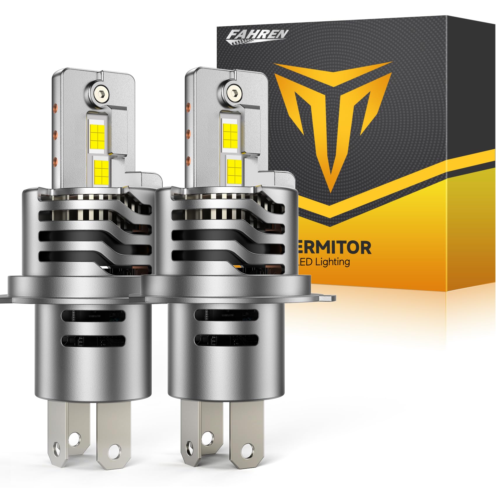 FAHREN Latest & Brightest H4 LED Bulbs, (1,200%) 12X 80,000LM Extreme Brightness 9003 bulb, 6500K Cool White, 1:1 Min Size,IP68 Waterproof Fog Bulbs,Pack of 2,Plug-N-Play. Image