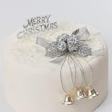 evelay Silver Holly Bells Merry Christmas Cake Topper Set Party Decorations view 5