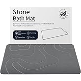 ZIKIBL Stone Bath Mat Diatomaceous Earth Shower Mat Non-Slip Super Absorbent Diatomite Stone Mats for Bathroom Floor Quick-Drying Easy to Clean (24''*16'' Grey)