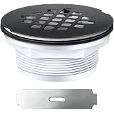 4.25" OD Shower Drain Assembly, Snap in Base Drain, Matte Black, 1 Pack