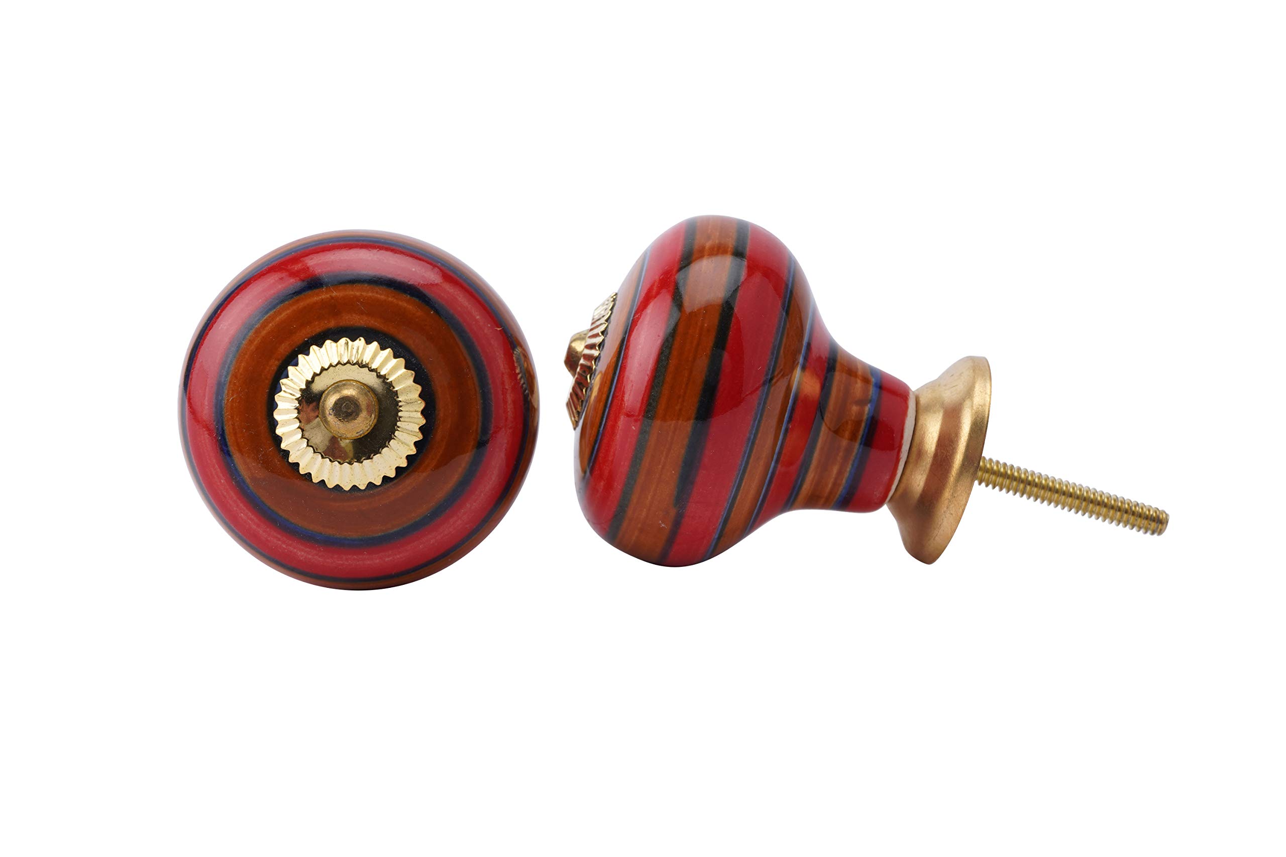 CGB Giftware | Orange & Blue Circle Ceramic Drawer Pull | Ceramic | Upcycle | Furniture Refurbish | 5cm Diameter | RE34