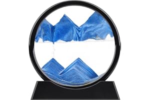 XINBAOHONG Moving Sand Art Picture,Liquid Motion 3D Deep Sea Sandscape in Motion Display Flowing Sand Frame Relaxing Desktop Home Office Work Decor（10 inch） (Blue)