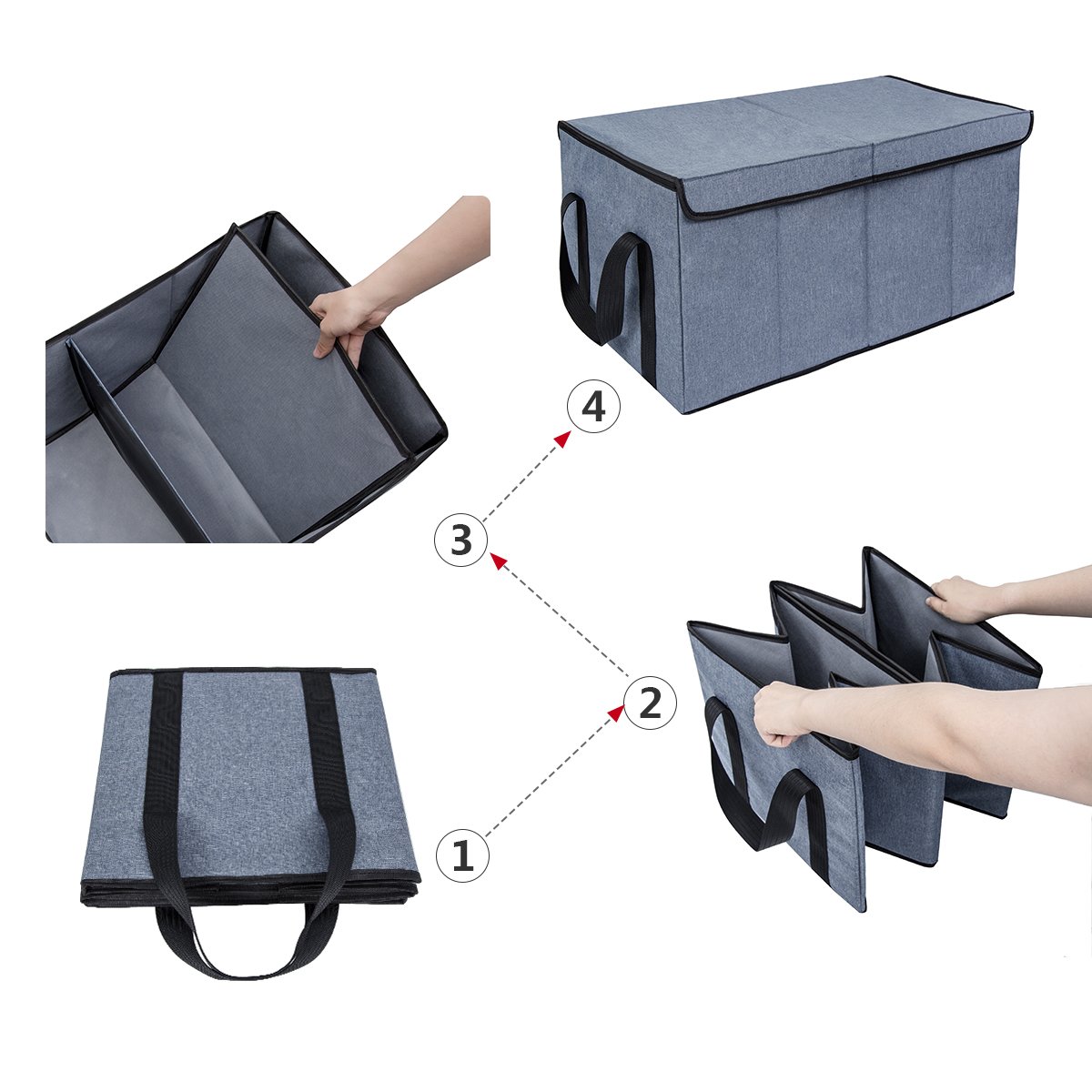 Collapsible Toy Chest Box Large Baby Storage Basket with Flip-Top Lid and Handles 2 Section Waterproof Kids Toys organizer Sorter for Nursery , Home Organization, Closets, Playroom ( L, blue )